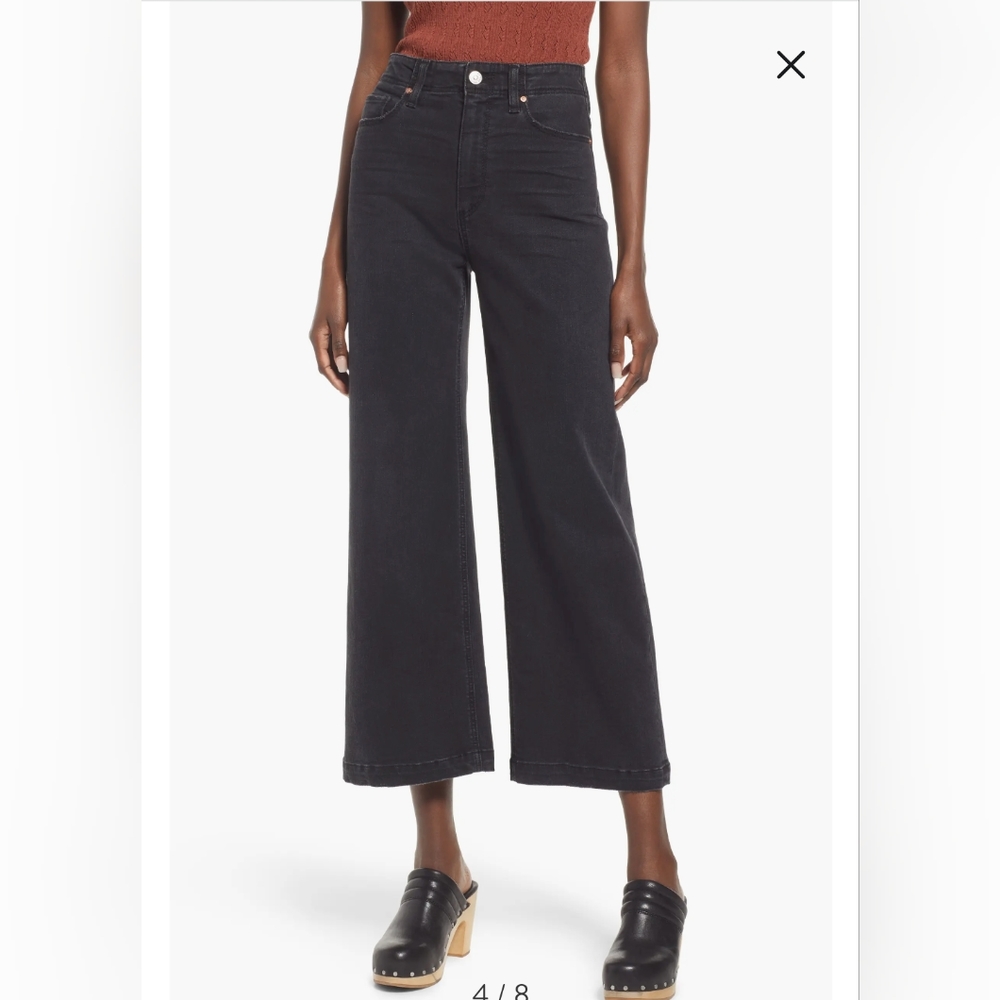 PAIGE Anessa high waist wide leg jeans in black willow distressed 30